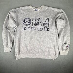 Vintage Champion Federal Law Enforcement Crewneck Sweatshirt L Y2K Distressed